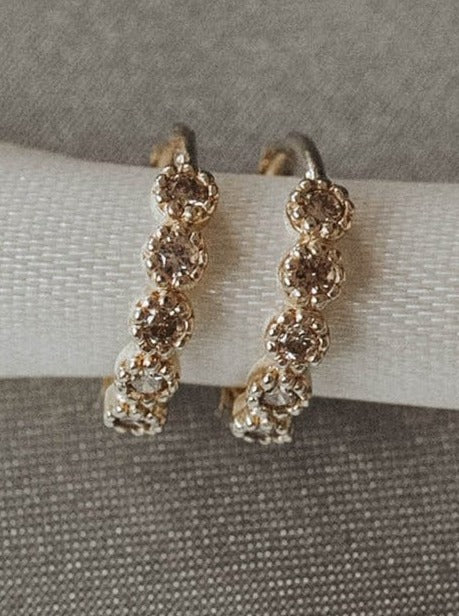 Anna | Bezel Diamond Huggie Earrings
