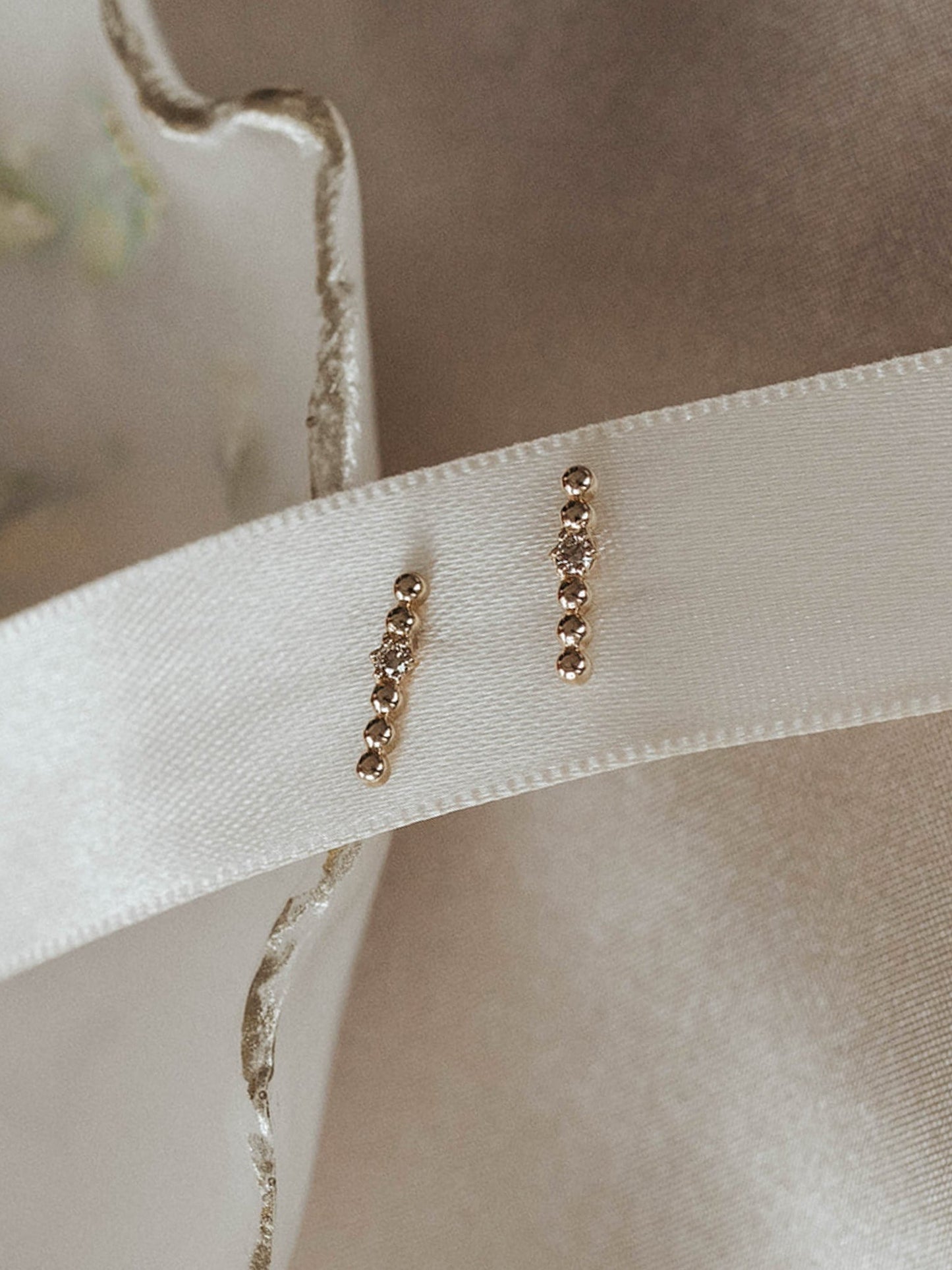 Sadie | Diamond Round Bar Earrings