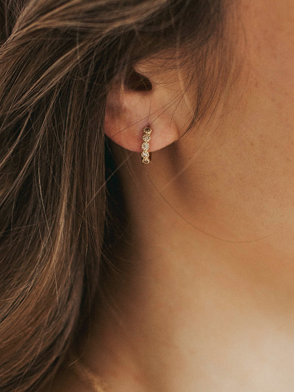 Anna | Bezel Diamond Huggie Earrings