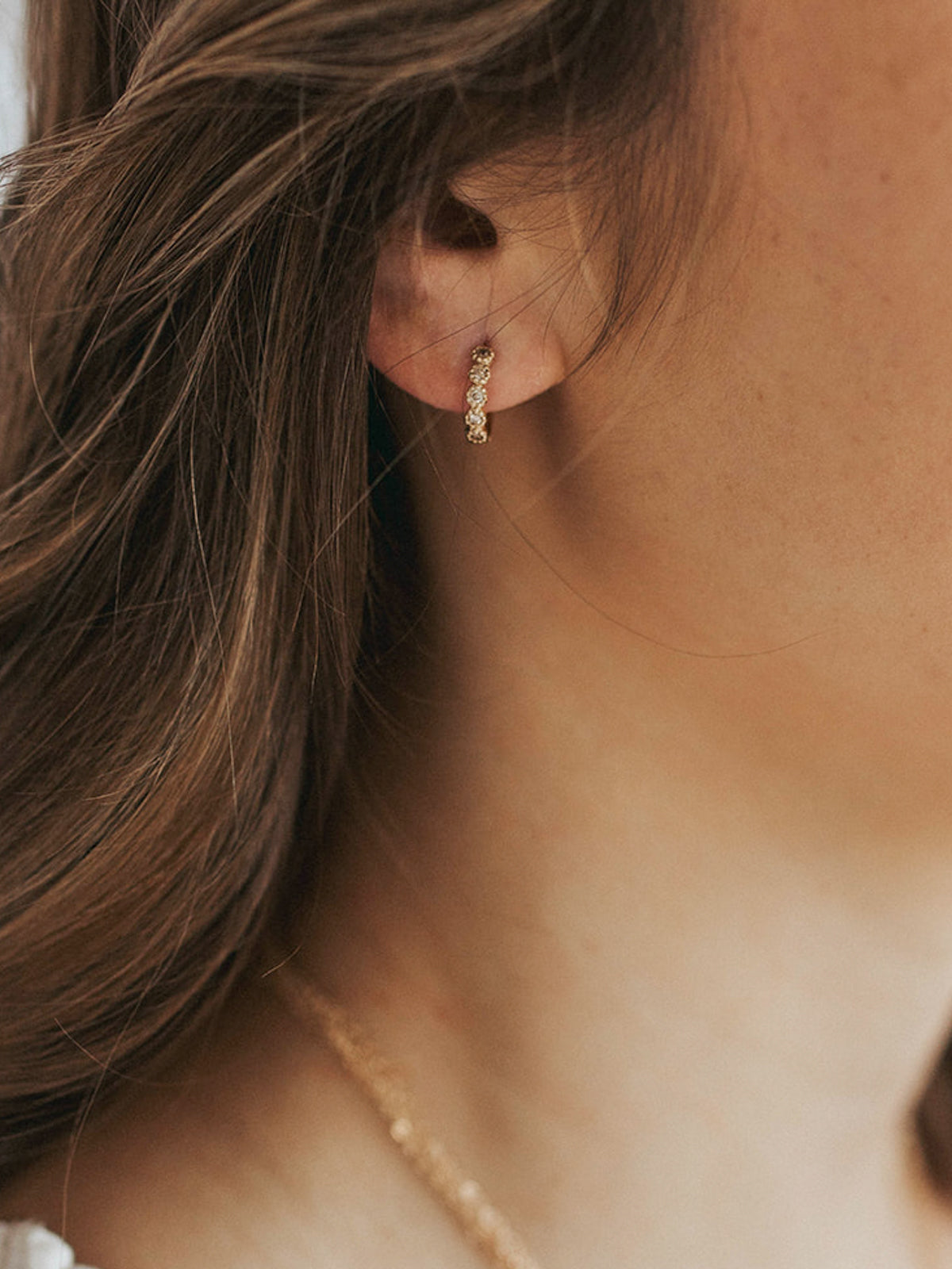 Anna | Bezel Diamond Huggie Earrings