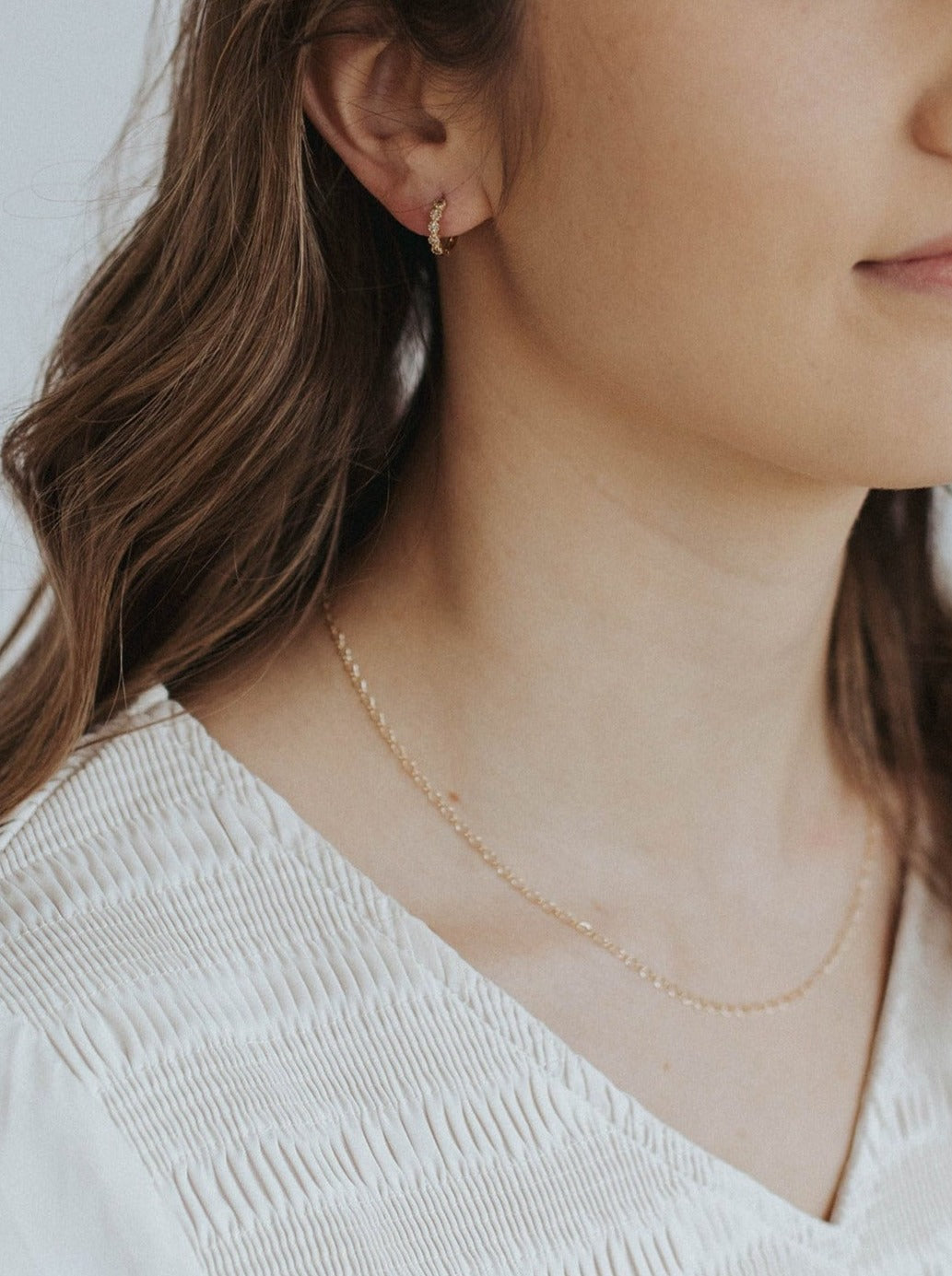 Anna | Bezel Diamond Huggie Earrings