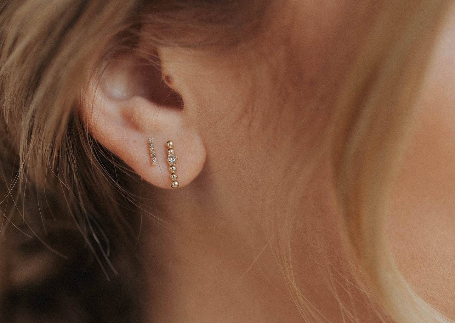 Adeline | Petite Diamond Bar Earrings