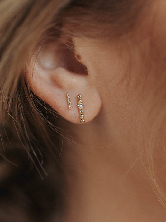 Sadie | Diamond Round Bar Earrings