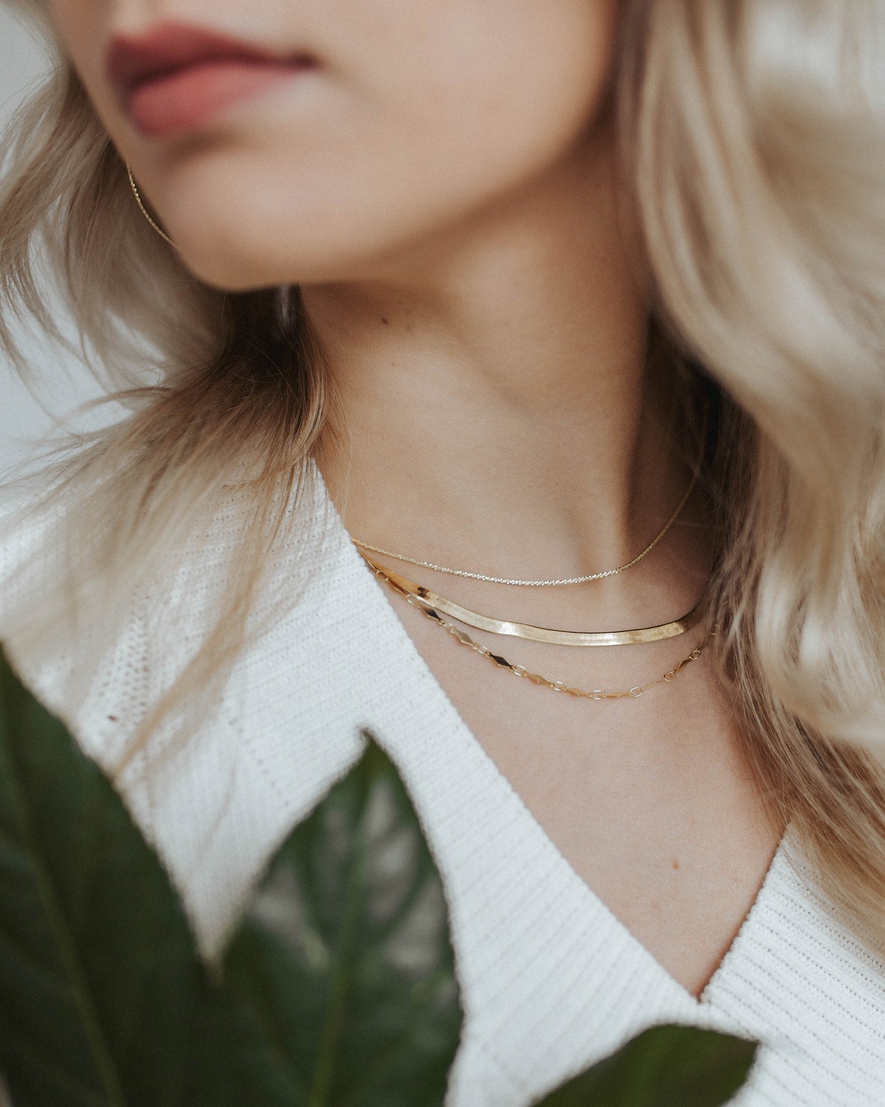 Snake Chain Triple Layered Charm Necklace | Bauble Sky