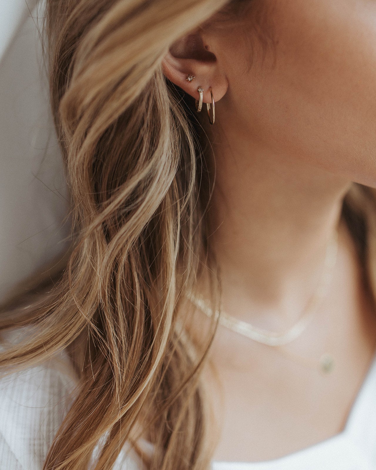 Bethany | Brushed Diamond Huggie Earrings