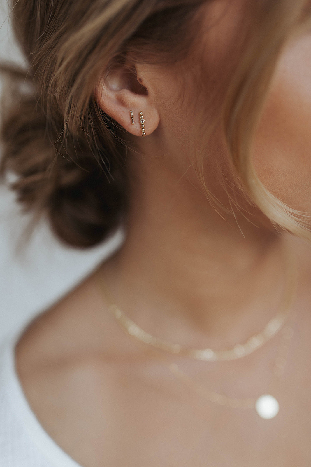 Sadie | Diamond Round Bar Earrings